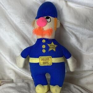 Vtg Ganz Bros 70s Officer Clancy Police Dept Plush Cop Stuffed Policeman 14”​